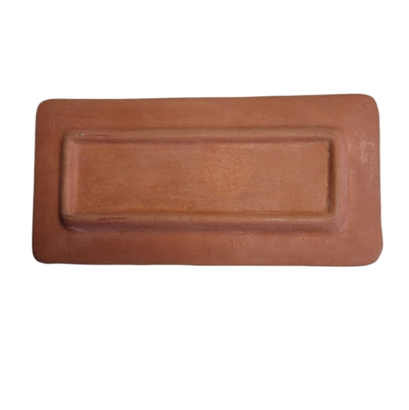 Vintage Terra Cotta Kitty Cat with Bow  Butter Dish - Picture 11 of 12